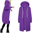 thumbnail image 4 of Womens Coats Outerwear Winter Women's Hooded Jacket Solid Color Zip Long Sleeve Pocket Top Blouse Coat, 4 of 6