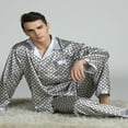 thumbnail image 4 of Mens Satin Pajamas Set Casual Sleepwear Loungewear Home Service Two-Piece Set L~3XL Plus, 4 of 5