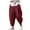 A Red, variant on Mens Hippie Harem Pants Baggy Linen Stretchy Waist Drop Crotch Lightweight Pants Loose Spring Summer Blue L