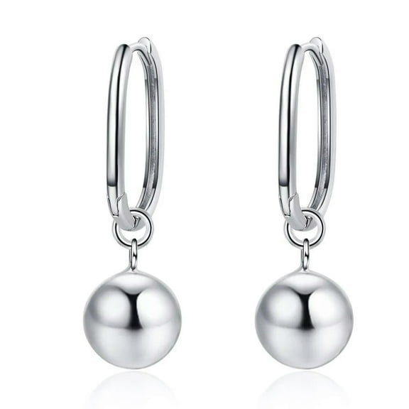 EOEMY 925 Sterling Silver Beads Drop Hoop Dangle Earrings Womens Ladies Jewellery Gift