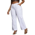 thumbnail image 5 of VIPHONEY Plus Size Women's High-Waist Wide-Leg White Denim Jeans, 5 of 7