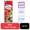 Great Value Fresh Seal Quart Storage Slider Zipper Bags, 25 Count