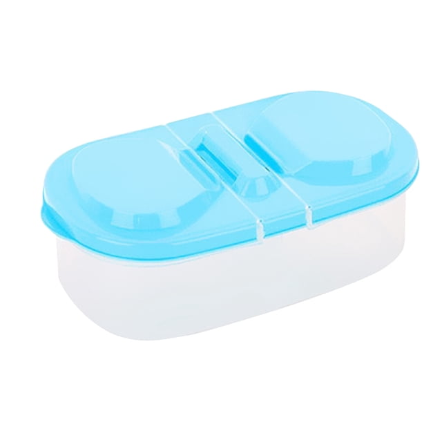 Contenedor de almacenamiento de alimentos de plástico de 2 rejillas Refrigerador Caja de frutas y verduras Snacks de fruta fresca Caja de almacenamiento (azul)