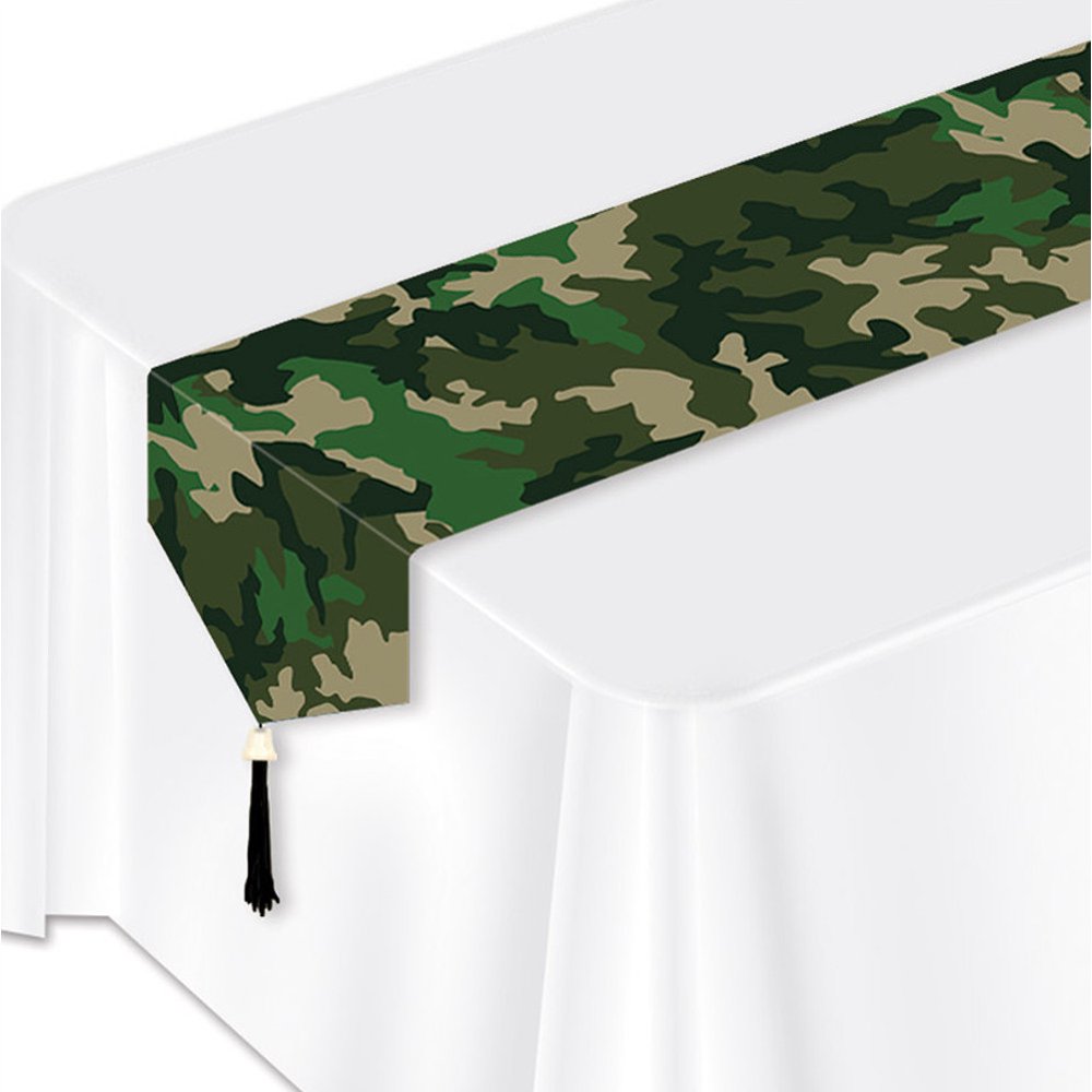 Printed Camouflage Military Green Camo Table Runner Party Decoration