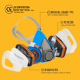 thumbnail image 3 of Máscara respiratoria BEESAFETY RD-510 filtros A1 para vapores y P2 para polvo, 3 of 7