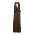 thumbnail image 3 of HH TRAF Vestido largo de verano elegante para mujer, con cuello colgante, decoración de pliegues, sin espalda, sin mangas, sexy, para fiesta, 3 of 4