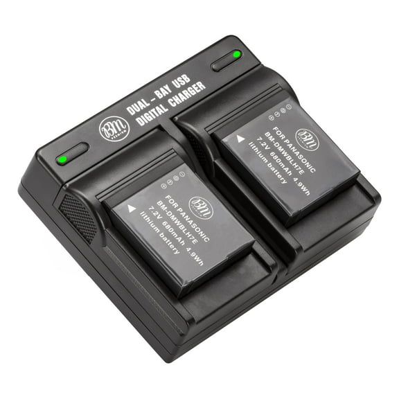 BM 2 DMW-BLH7 Batteries and Dual Battery Charger for Panasonic Lumix DC-GX850 DMC-LX10 DMC-LX15 DMC-GM1 DMC-GM1K GM1KA DMC-GM1KS DMC-GM5 GM5KK Cameras