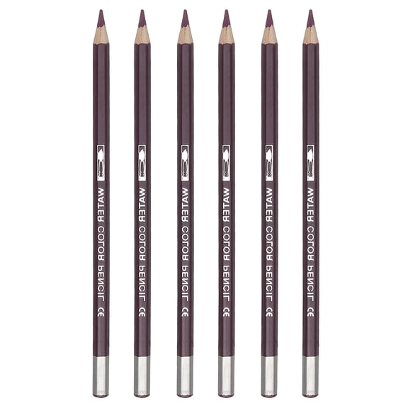 Uxcell Watercolor Pencil, 6Pcs Water Soluble Pencils for Blending, Coloring, Sketch Drawing, Painting, Purple Red
