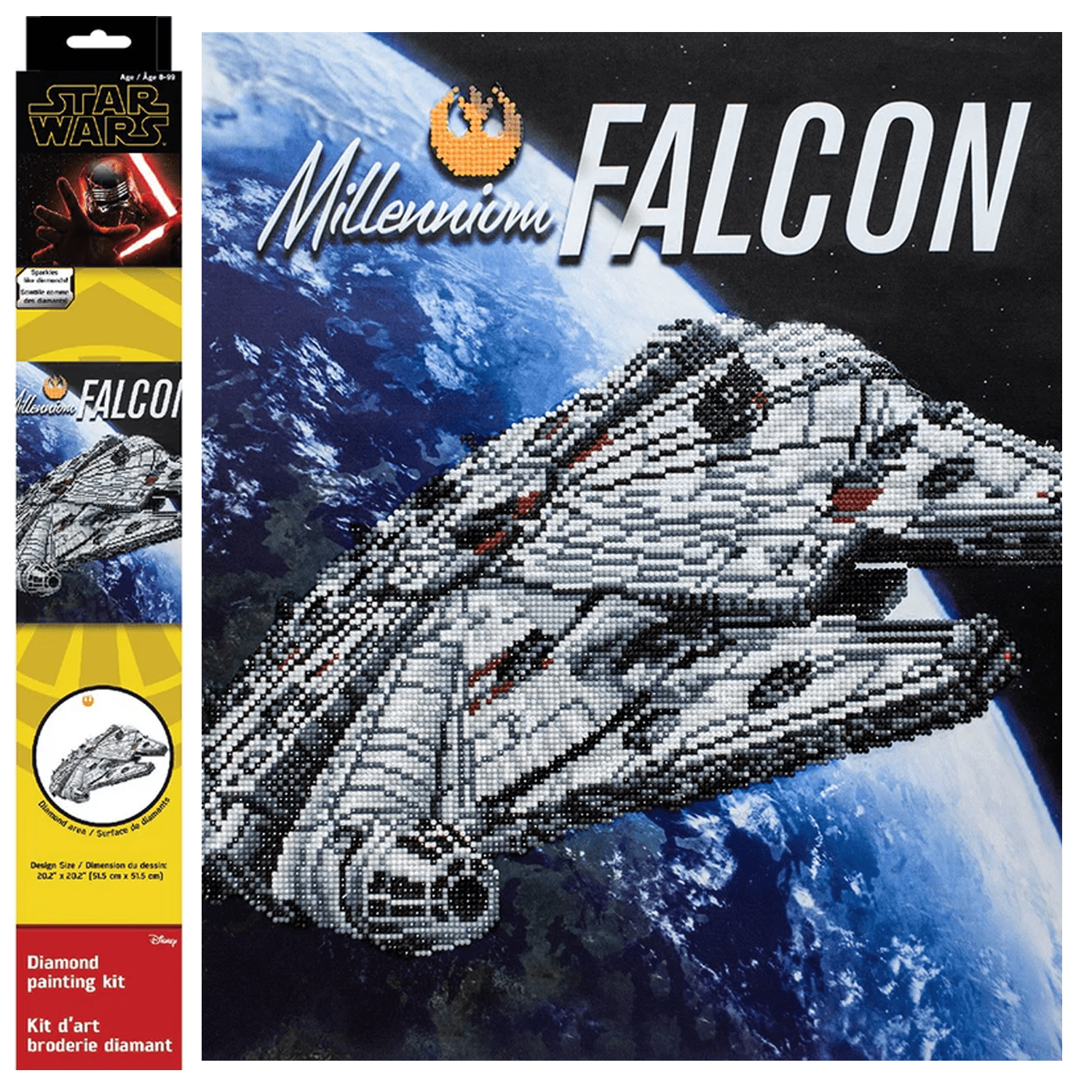 Diamond Dotz Star Wars Millennium Falcon Diamond Painting Kits for Adults - Diamond Art Kits a Relaxing Creative Craft Kit with Dotz Gems 12x32