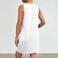 thumbnail image 5 of WIZUTIZ Womens Summer Dresses Casual Casual Wrap Mini Dress Solid Shift Dress Round Neck Sleeveless Tank Dress for Lady Smocked with Pockets Comfy Birthday Dress White S, 5 of 6