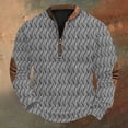 thumbnail image 2 of GigrtiJin Men's Plus Size Casual Tops Solid Color Crew Neck Quarter Zipper Texture Long Sleeve Blouse Vintage Trendy Tunic, 2 of 4