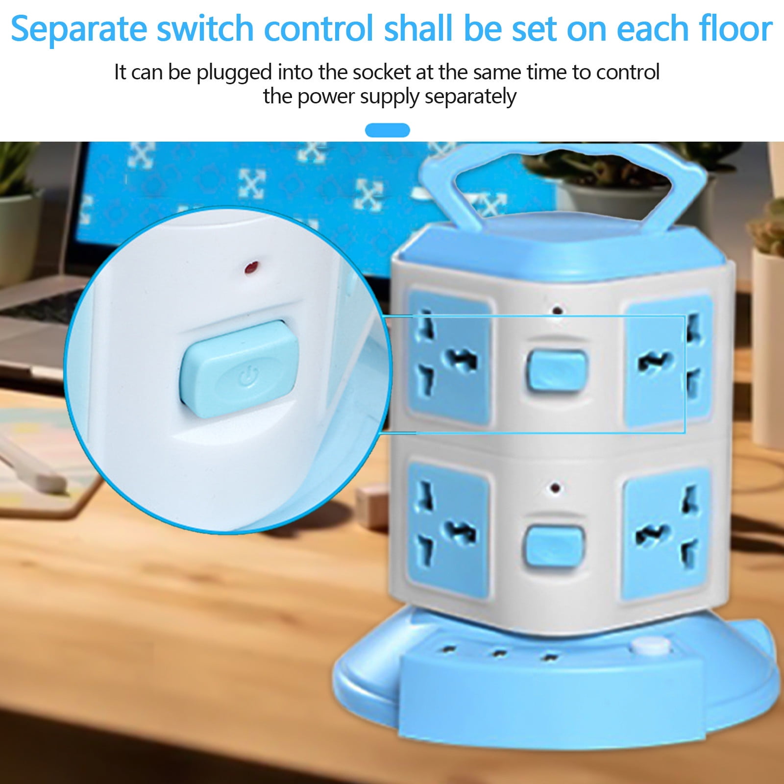Vertical Power Strip Tower with 20 Outlets & 3 USB Ports – 6.6ft Surge Protector for Home/Office (White, 2500W, FCC Certified)