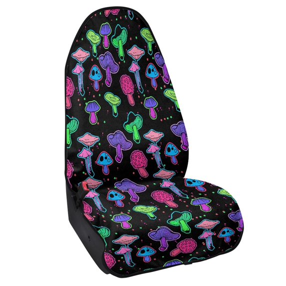 XYZCANDO Neon Psychedelic Mushroom Car Seat Towel Cover - Waterproof Sweatproof Protector with Non-Slip Back - Universal Fit for Cars, SUVs & Trucks