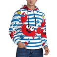 thumbnail image 2 of Fotbe Men's Hoodie with Red Funny Crab on Blue Stripe Pattern - Kangaroo Pocket Pullover Hooded Sweatshirt, Perfect for Daily Wear, Travel, and Home-4X-Large, 2 of 7