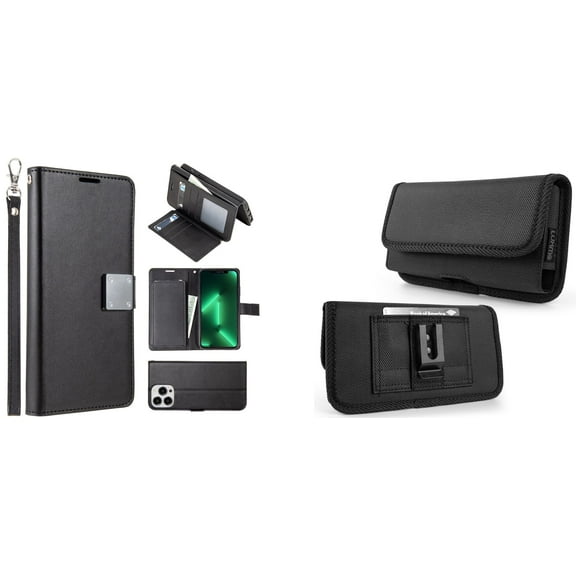 Bemz Pocket Clutch Wallet Case and Belt Holster Pouch for iPhone 14 Pro Max - Black