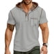 thumbnail image 1 of Ceisia Men's Slim Fit Contrast Hooded Henley Short Sleeve Shirt with Chest Pocket Gifts, 1 of 6