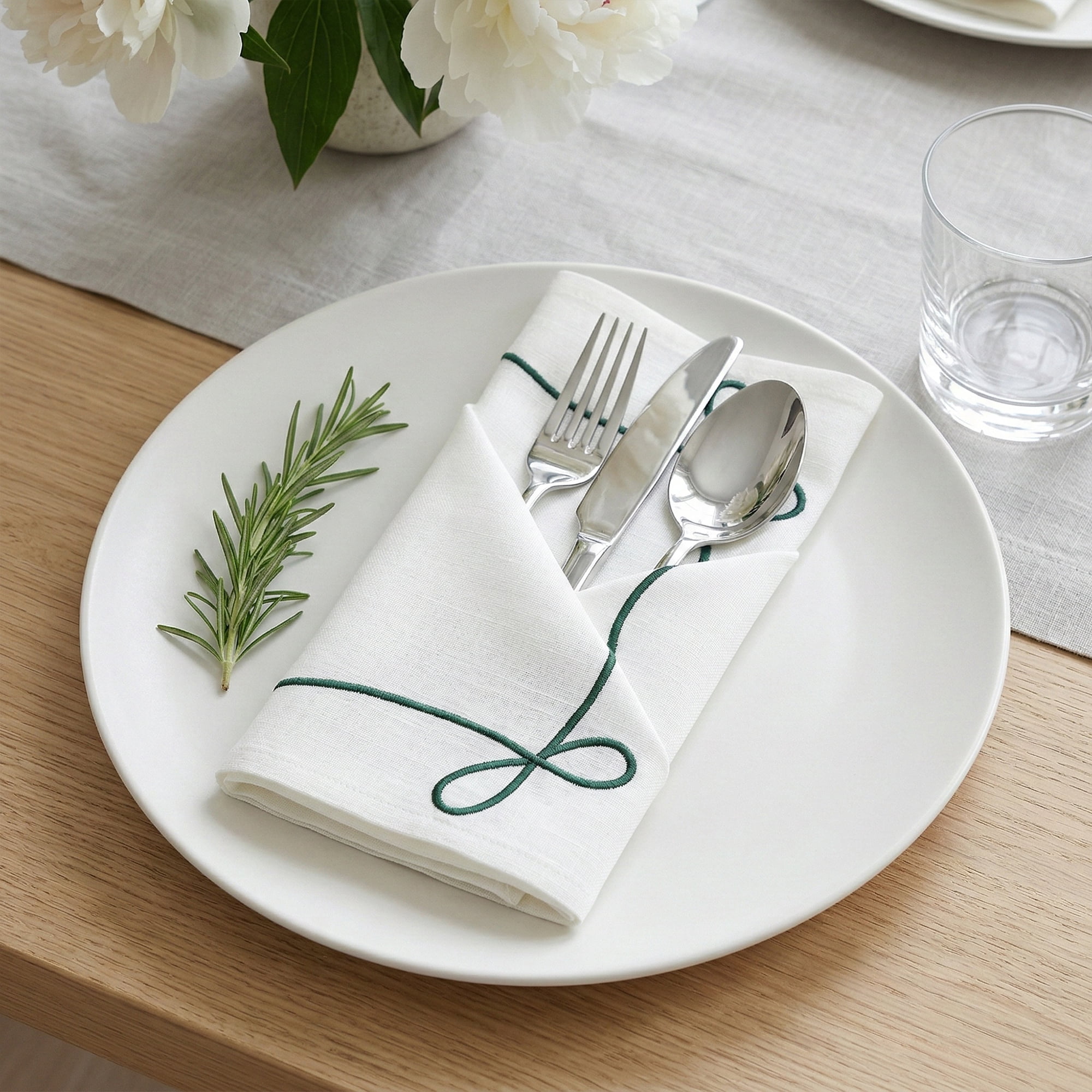 Unique Bargains 6Pcs Washable Cotton Linen Cloth Napkins Dark Green 16x16inch