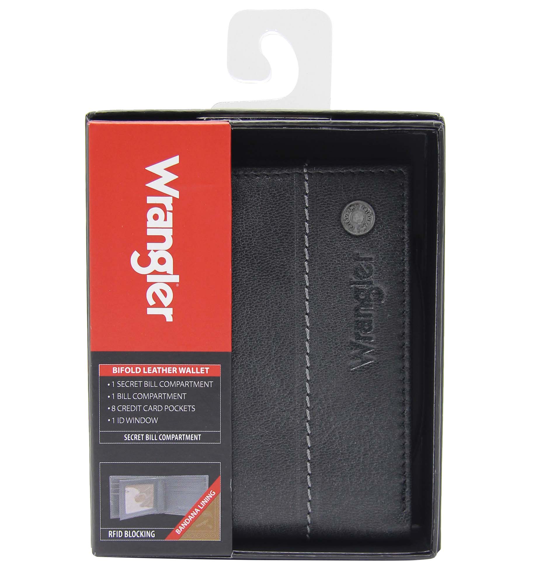 Wrangler Leather Bifold Wallet, Black photo 6