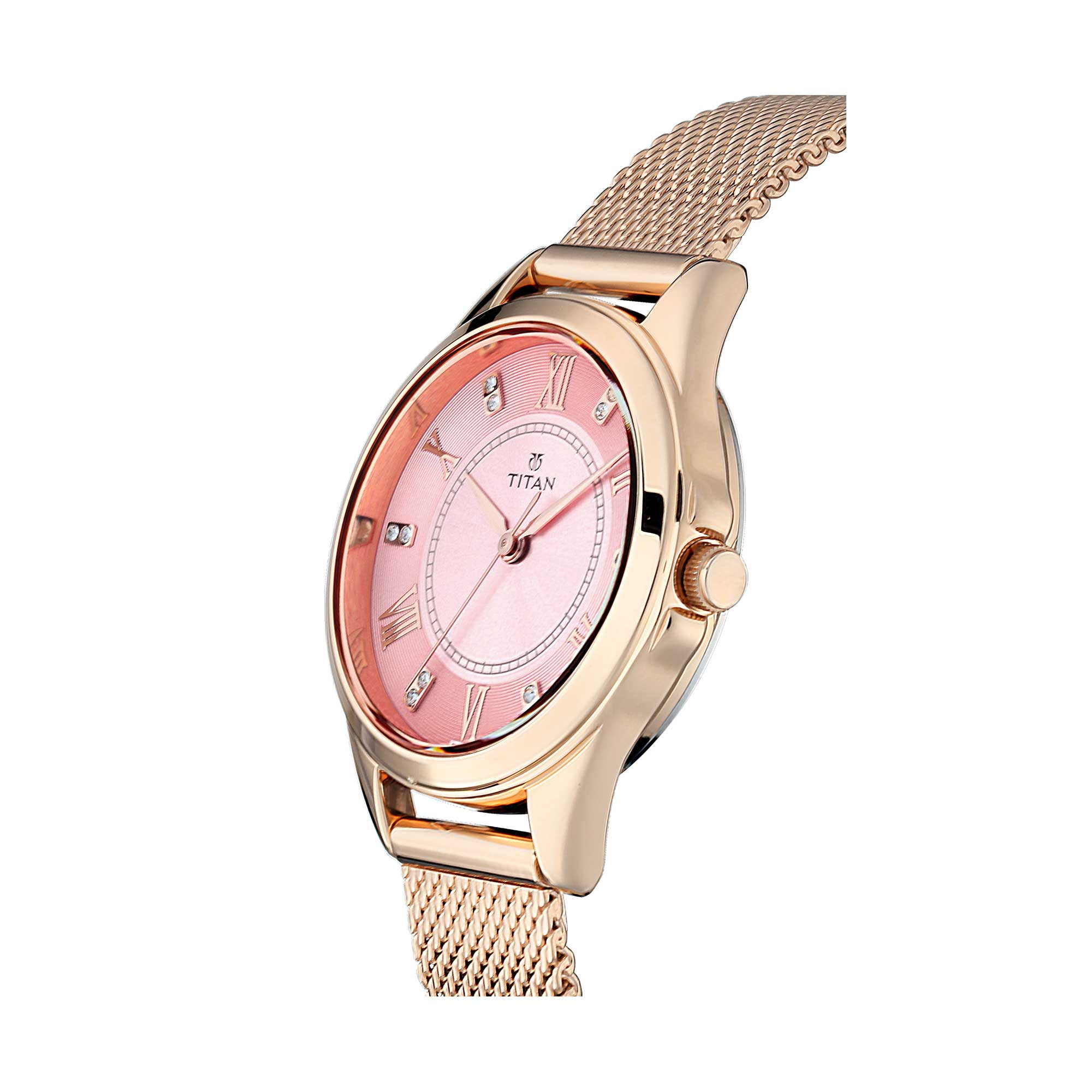 Titan Sparkle Pink Dial Analog Watch for Women