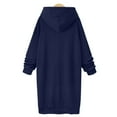 thumbnail image 4 of Hoodie Sweatshirt Dress, Knee Length Long Pullover with Split, Plush Material for Fall & Winter, Blue XL, Size S-XXL, 4 of 7