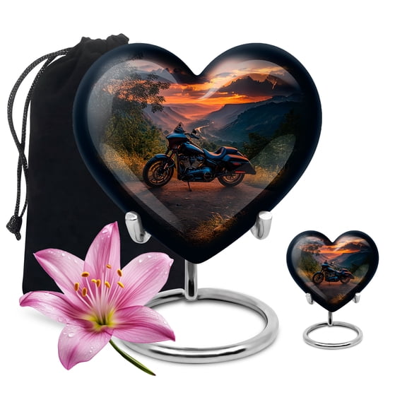 SABURIAL Bike Little Burial Urn for Mom & Dad - Small Keepsake Urns for Human Ashes Adult Man - Large Funeral Urns for Human Ashes Adult Female - Combo of 8 Inch & 3 Inch