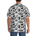 thumbnail image 3 of Uemuo Black White Halloween Pattern Cotton Linen Short Sleeve Shirts,Casual Lightweight Button Down Shirts,Vacation Beach Summer Tops-4X-Large, 3 of 7