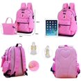 thumbnail image 2 of uds. Conjuntos de mochilas con estampado de corazones, mochila escolar primaria con lazo, mochila de viaje, bolso de hombro, mochila para niñas JFHHH pequeña, 2 of 5
