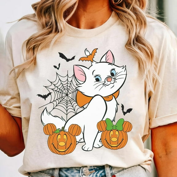 Disney The Aristocats Marie Cat Shirt, Mickey Minnie Pumpkin Costume Party T-Shirt, Tee, Costume Party Party Shirt, Spooky Season, S-5XL Shirt