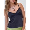 thumbnail image 5 of Women Y2K Lace Spaghetti‑Strap Crop Camisole Top, V‑Neck Babydoll Peplum Going‑Out Tank Top For Summer Beach Vacation, 5 of 10