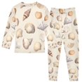 thumbnail image 2 of FORMRS Long Sleeve Top and Pants Pajama Set for Niños 2-Piece Sleepwear, Sizes 18M-8Y, Watercolor Seashells, 2 of 6