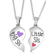 SHERIDANSTAR Easter Basket Stuffers Gifts for Teenage Girls, Teens, Tweens, Big Sis Little Sis Necklace for 2 Heart Halves Sisters Jewelry for Daughters, Nieces, Granddaughters (Big Sis Purple - Little Sis Pink)