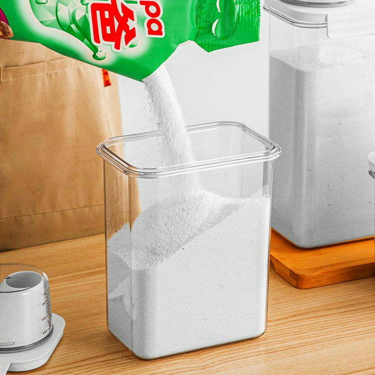 Airtight Laundry Detergent Powder Storage Box Clear Washing Powder  Container with Measuring Cup Multipurpose Plastic Cereal Jar