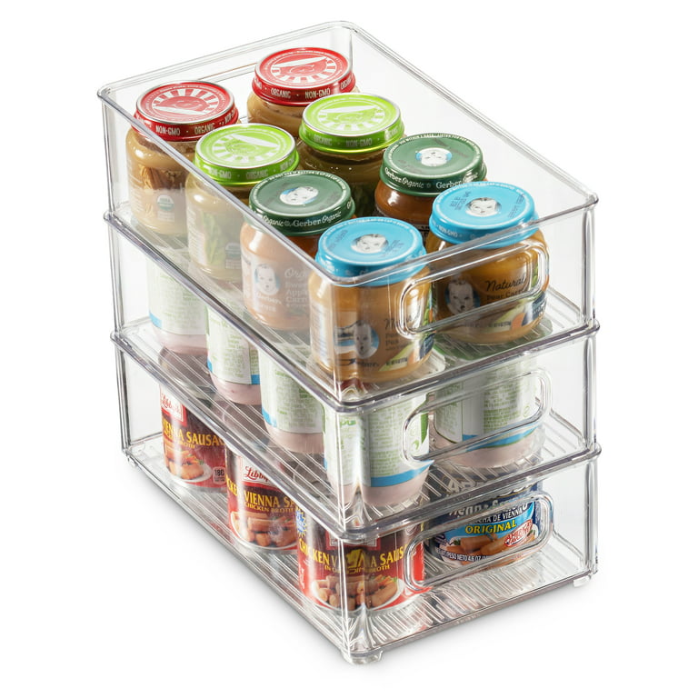 UNIKON 6 PCS Fridge Storage Bins Refrigerator Organization, Stackable  Plastic Drawers Organizer Organizers for (White Handle, 3 And Cubes)