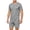 Gray, variant on Iyufng Summer Sleepwear for Men 2 Piece Sets Short Sleeve Tee White Contrast Piping Elastic Waist Shorts Daily Home Night Suit