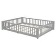 thumbnail image 6 of PAPROOS Queen Montessor Floor Bed, Solid Wood Toddler Bed with Safety Guardrail and Door, Easy Assembly, Low-to-Floor Bed Frame with Slats for Kids, Gray, 6 of 11
