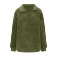 thumbnail image 4 of Lovskoo Womens Fuzzy Fleece Half-Zip Pullover Sweatshirt with Pockets Winter Fall Zipper Lapel Long Sleeve Casual Outerwear Green, 4 of 8