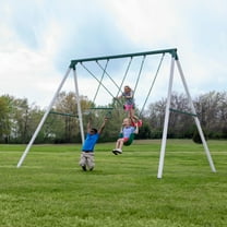 Backyard Discovery Big Brutus Galvanized Steel Swing Set, 2 Belt Swings, 1 Trapeze Bar