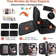 thumbnail image 4 of XL Grande Estuche de Maquillaje de Viaje 3 Capas - Con Espejo, 41x30x13cm Bolsa de Cosm&eacute;tico Impermeable con Divisor Ajustable, Gran Capacidad Organizador de Maquillaje Impermeable (Grande, 4 of 8