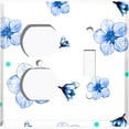 thumbnail image 4 of Metal Light Switch Plate Cover Blue Flowers Green Polka Dots FLW049, 4 of 13