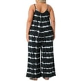 thumbnail image 3 of GRACE & GRANDEUR Mono de mujer de talla grande, con tirantes ajustables, sin mangas, elástico, de pierna ancha, casual de verano, pantalones largos, 3X negro, 3 of 6