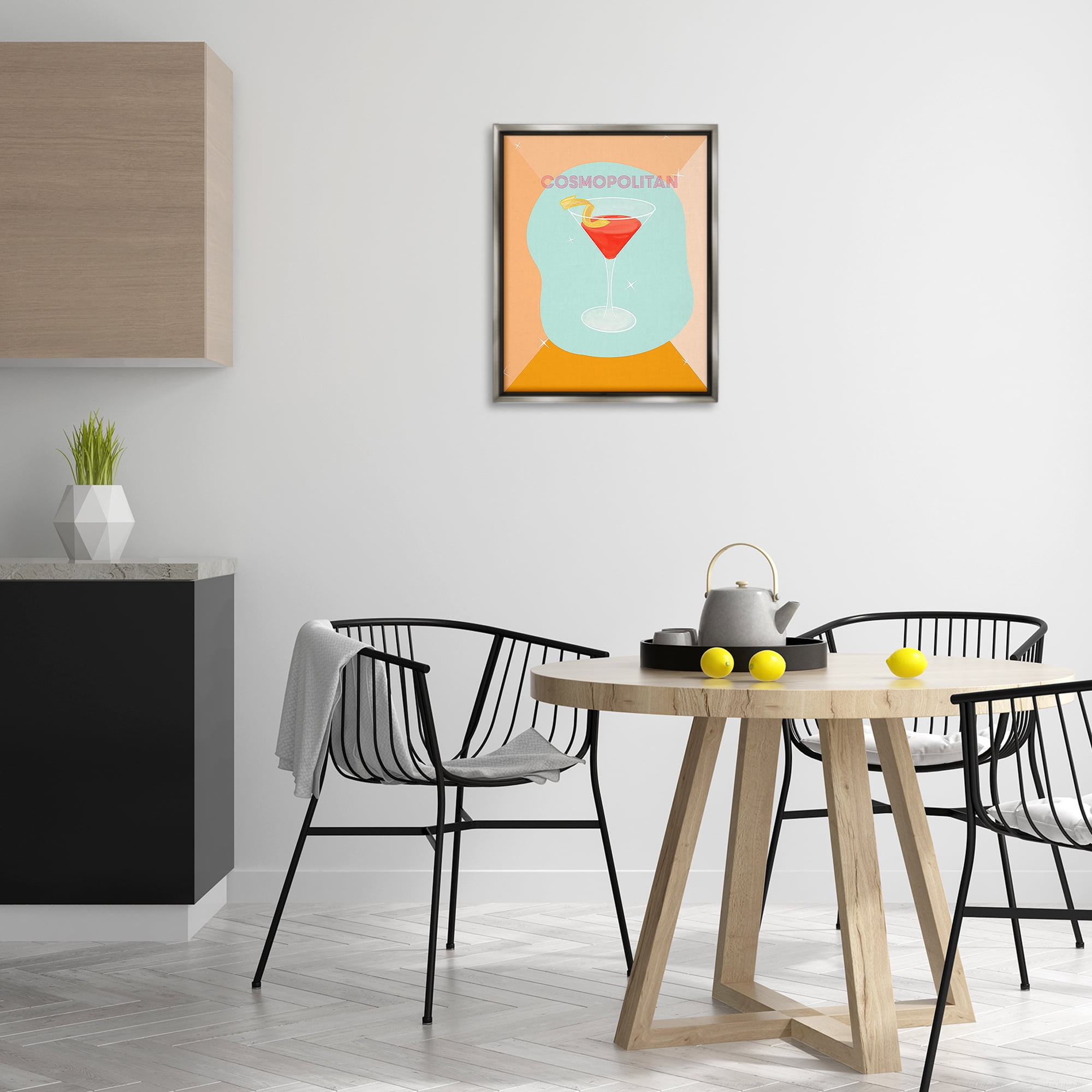 Stupell Industries Modern Cosmopolitan Drink Food & Beverage Painting Gray Floater Framed Canvas Art Print Wall Art, 17 x 21