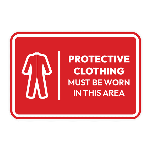 Signs ByLITA Classic Framed Protective Clothing Must Be Worn In This Area Door or Wall Sign Easy Installation | Health And Safety | Building And Hospitality Sign (Red) - Large