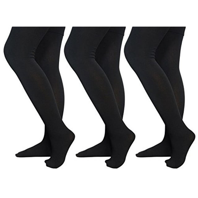 3 Pack Of Womens Mod & Tone Fleece Lined Brushed Footed Tights for