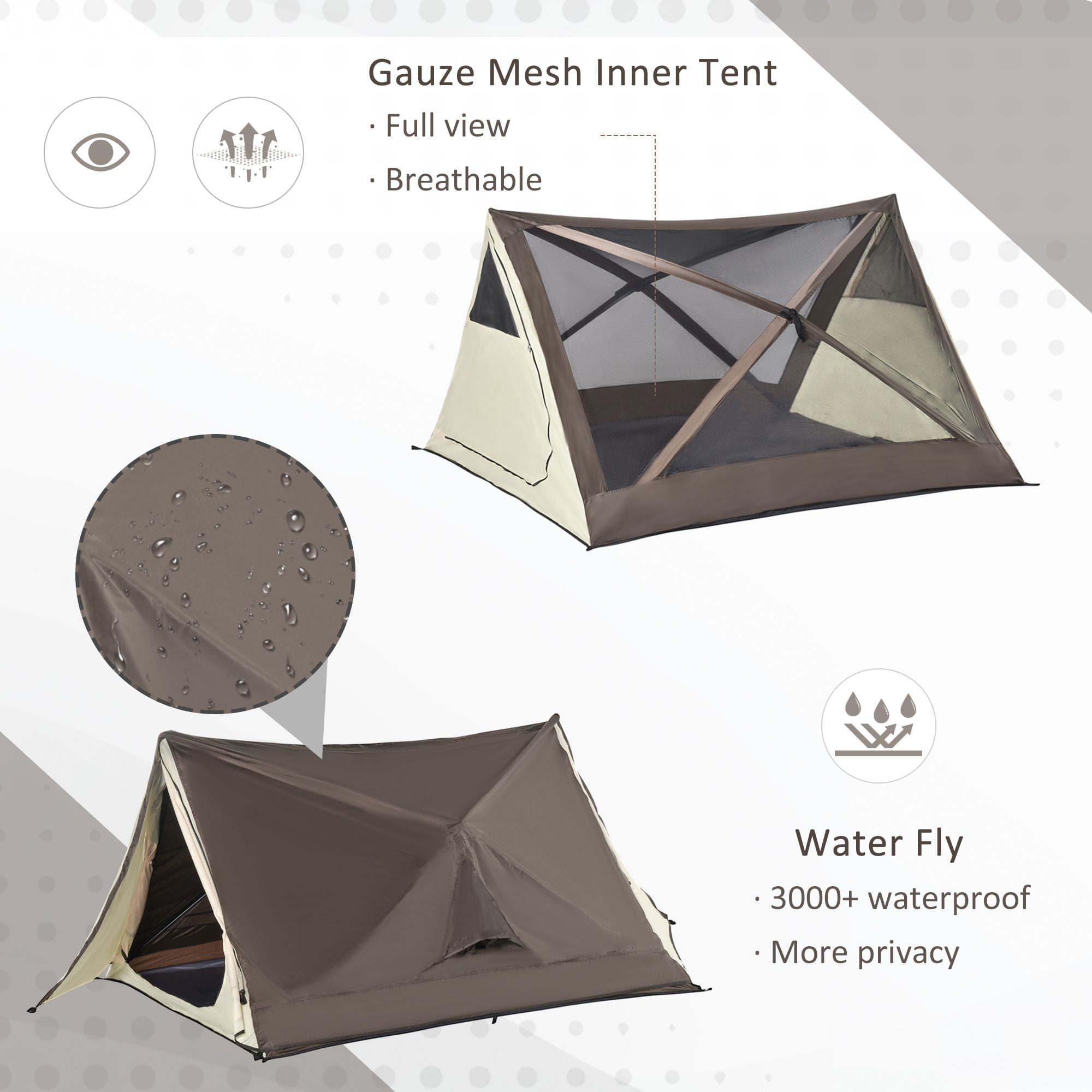 2-3 People Camping Tent with Easy Setup & Ventilation Windows Travel Bag Included