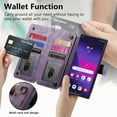 thumbnail image 3 of Dteck for Samsung Galaxy A16 5G Case Wallet with RFID Blocking Credit Card Holder Women Men Phone Case PU Leather Flip Protective Cover Zipper Pocket Ring Holder,Purple, 3 of 7