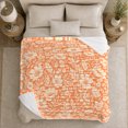 thumbnail image 3 of Coral orange ivory flowers vines botanical Flannel Blanket for bedroom reading nook cottage floral Home Decor cheerful vintage garden art Gift for flower lovers, 3 of 5