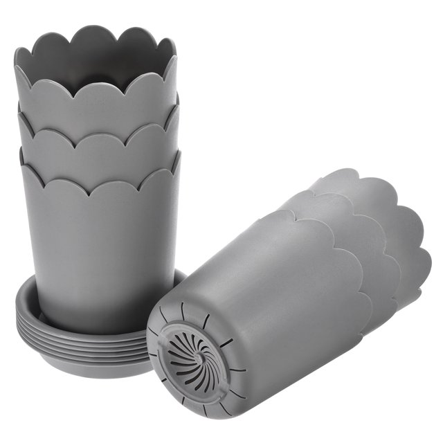 Maceta de plástico 3.5 Pulgadas Unique Bargains con Platillo kit 6 Paquete gris