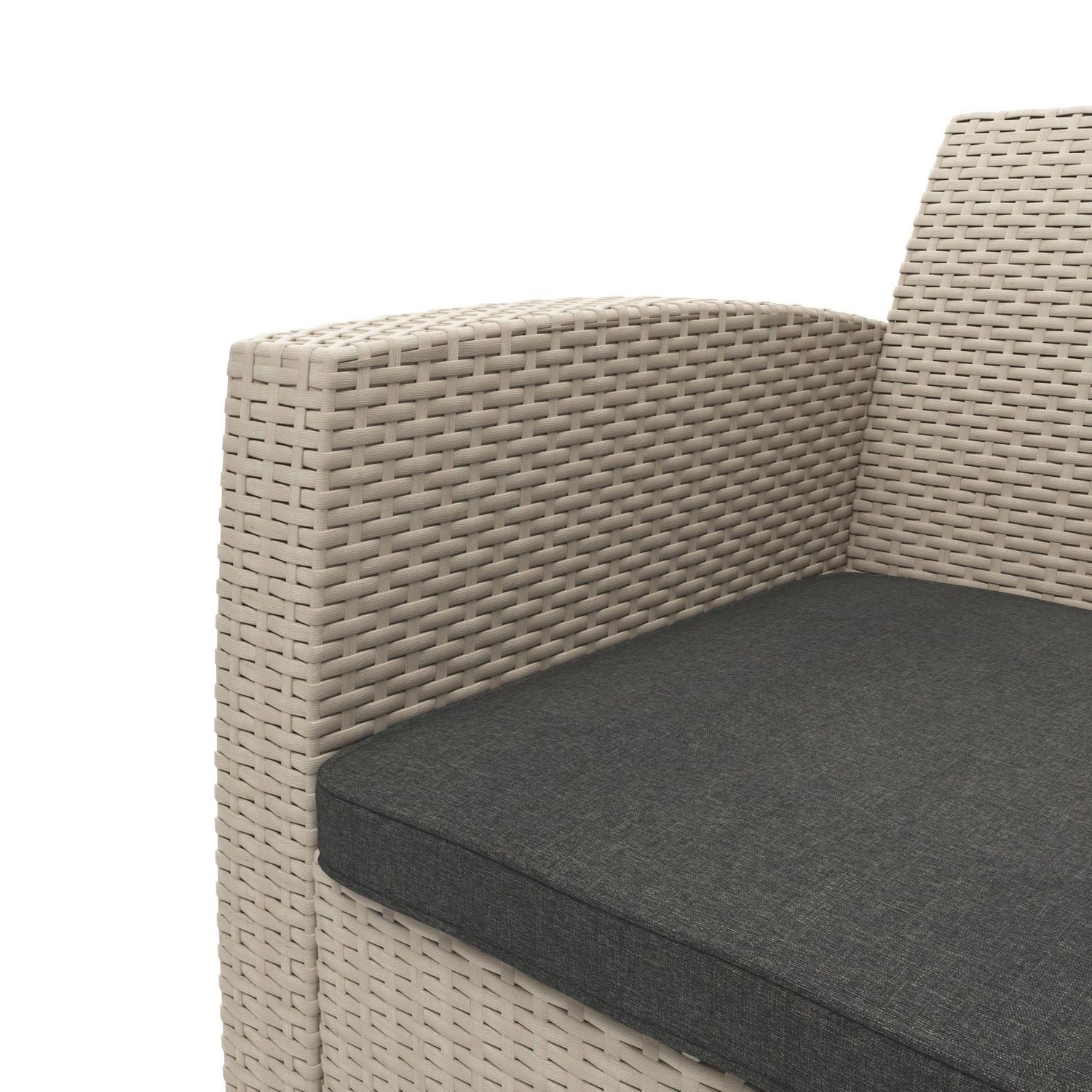 Ensemble de salon de jardin CorLiving Adelaide 4 pièces en résine tressée antirouille avec causeuse, 2 chaises et table basse