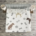 thumbnail image 3 of Ambesonne Dog Lover Quilted Bedspread Set 3 Pcs, Paw Print and Bones, Queen Size, Umber Beige Grey, 3 of 3