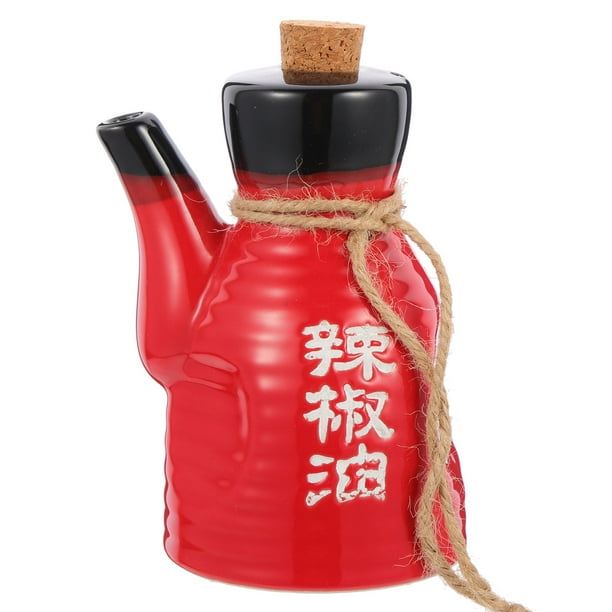 GOOHOCHY Botella dispensadora de aceite de cerámica, estilo japonés, para salsa de soja, vinagre y cocina.
